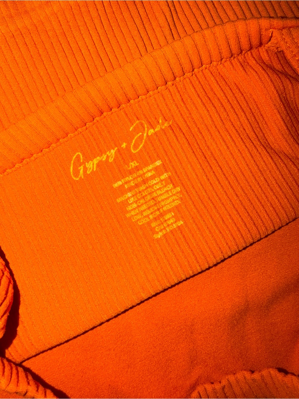 Women’s Ribbed Orange Tank Top - Picture 6 of 6